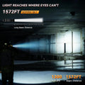 Tactical Long Throw Flashlight, 1571ft Beam, USB-C Rechargeable, IP68 Waterproof, Rotary Switch for Emergency Rescue