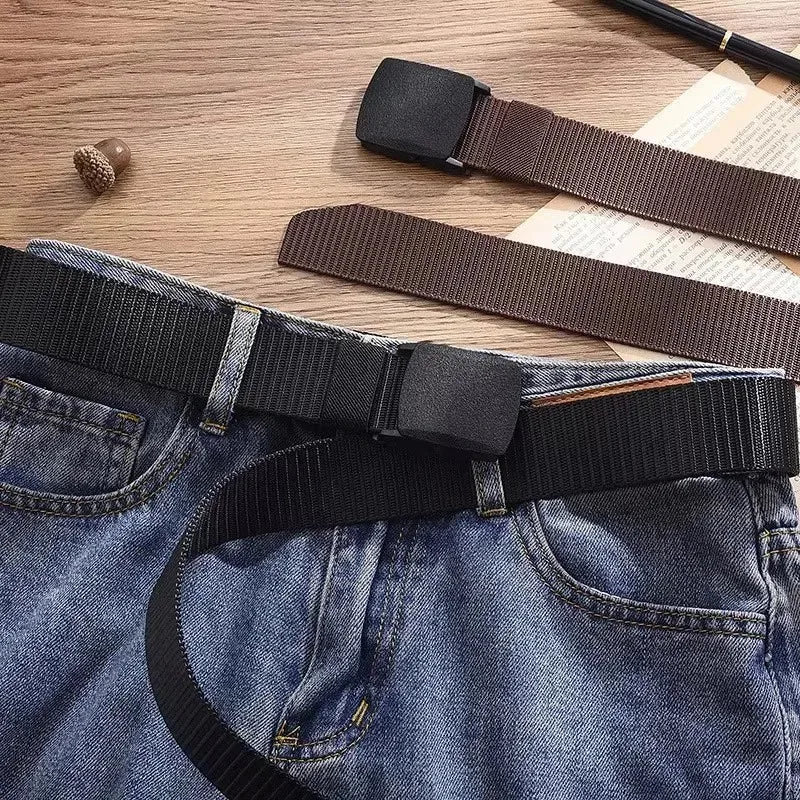 Automatic Nylon Tactical Belt - Adjustable Non-Metal Buckle, Lightweight & Comfortable for Outdoor Use