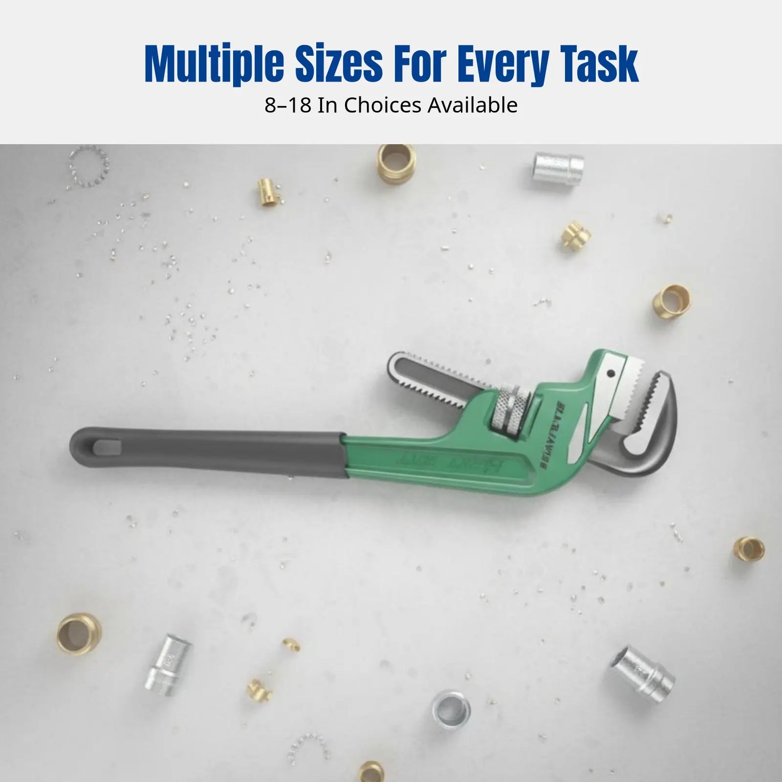 Heavy Duty Offset Jaw Wrench, Commercial Grade, Multi-Functional Plumbing Tool, Adjustable, Carbon Steel, Includes Gloves & Tape