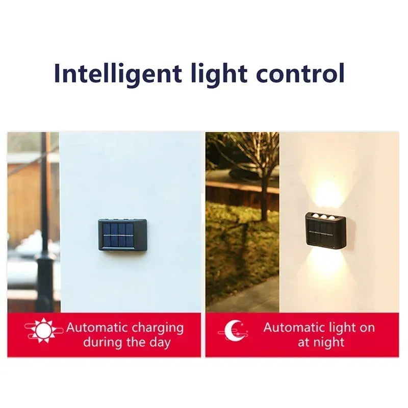 COB Solar Wall Lamp Outdoor Waterproof Solar Lights Up and Down Convex Lens Lighting for Garden Street Landscape Balcony Outdoor