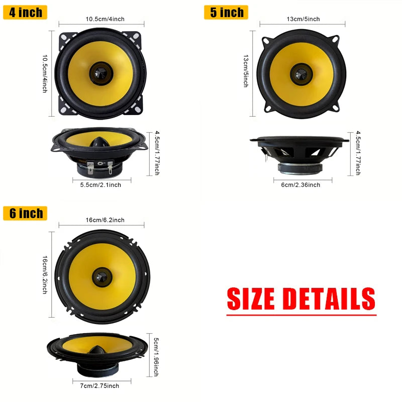 2PCS 4/5/6 Inch Car Coaxial Speakers HiFi Car Door Subwoofer Universal Automotive Audio Music Full Range Truck Stereo Speaker