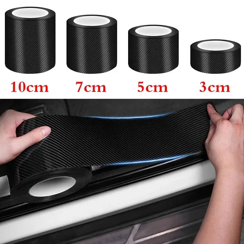 1/2pcs Nano Carbon Fiber Car Sticker Paste Protector Strip DIY Automotive Protective Film Car By Sill Side Anti Scratch Tape