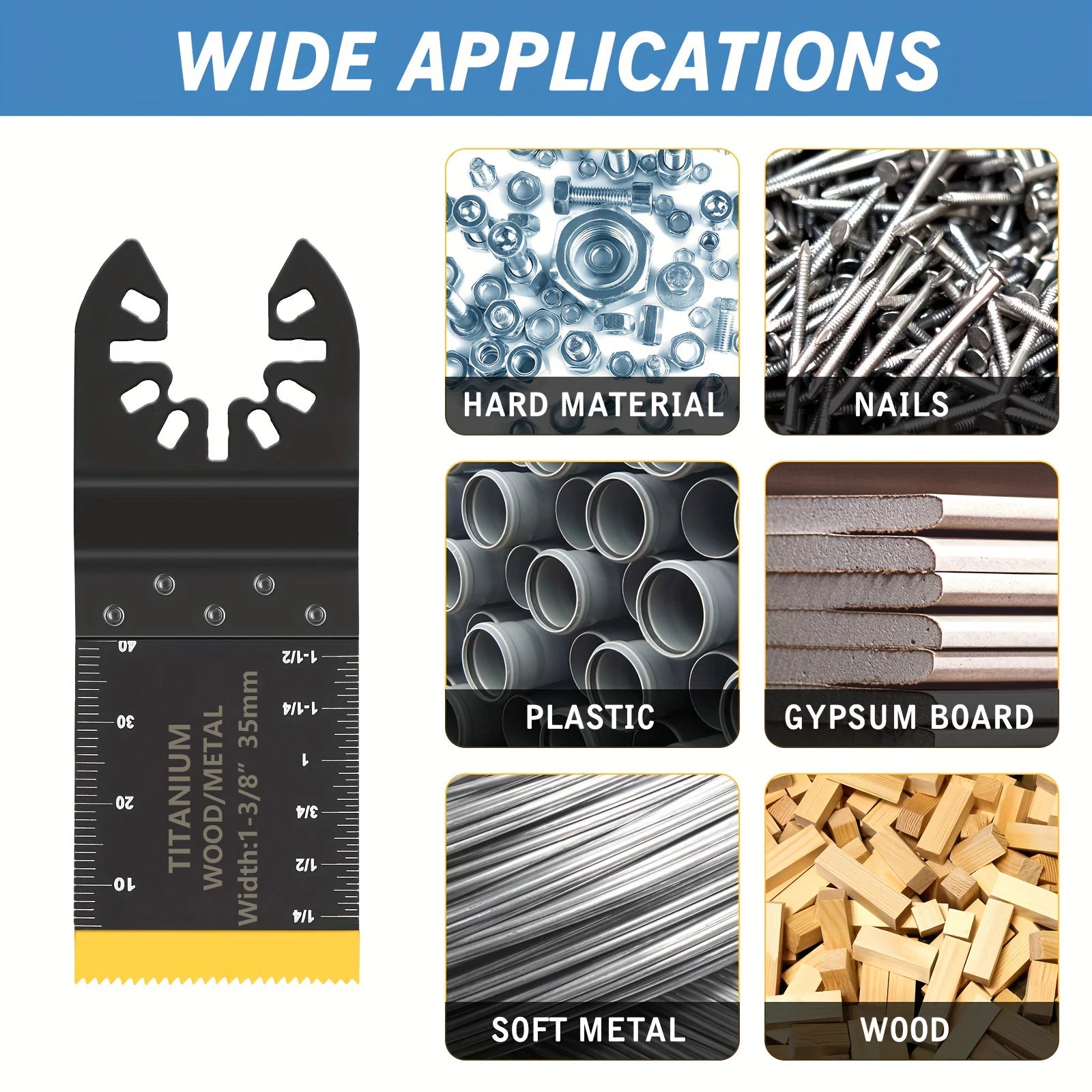 Premium Oscillating Saw Blades Multitool for Wood Metal Plastics，Fit Dewalt Worx Rockwell Wen Milwaukee Makita Ryobi Bosch Fein