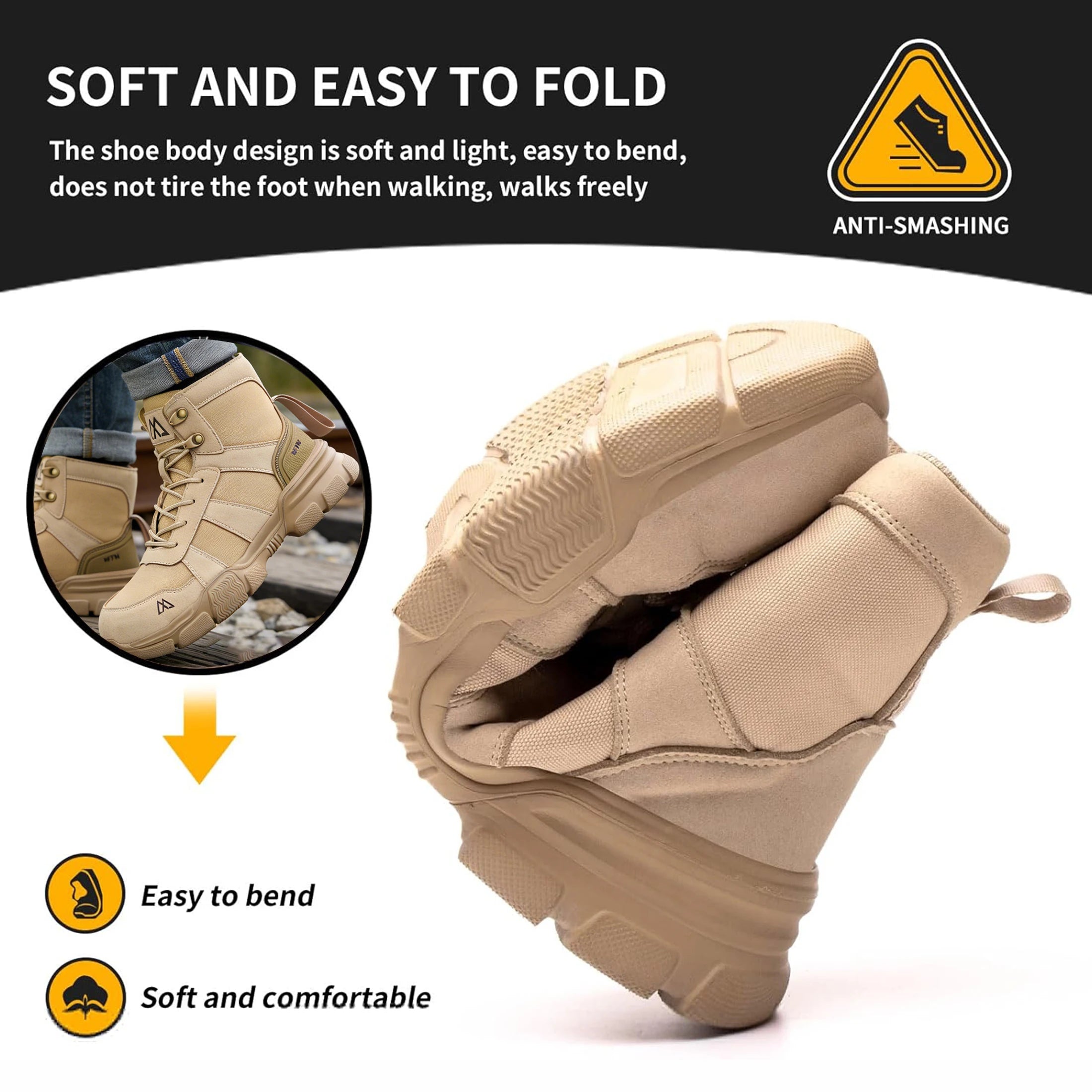 Lightweight Protection Safety Shoes Men Steel Toe Anti Smash Work Shoes Anti-puncture Indestructible Man Safety Boots Outdoor