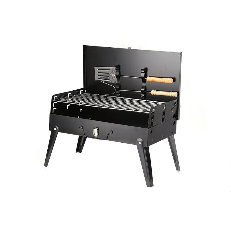 Folding Portable Barbecue Charcoal Grill Stainless Steel Small Mini BBQ Tool Kits for Outdoor Cooking Camping Picnics Beach