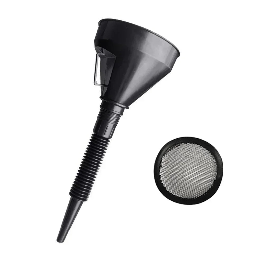 1Pc Multi Functional Flexible Automotive Fuel Black Funnel Spill-Proof Refueling Oil Changing Tool with Wide Mouth and Handle