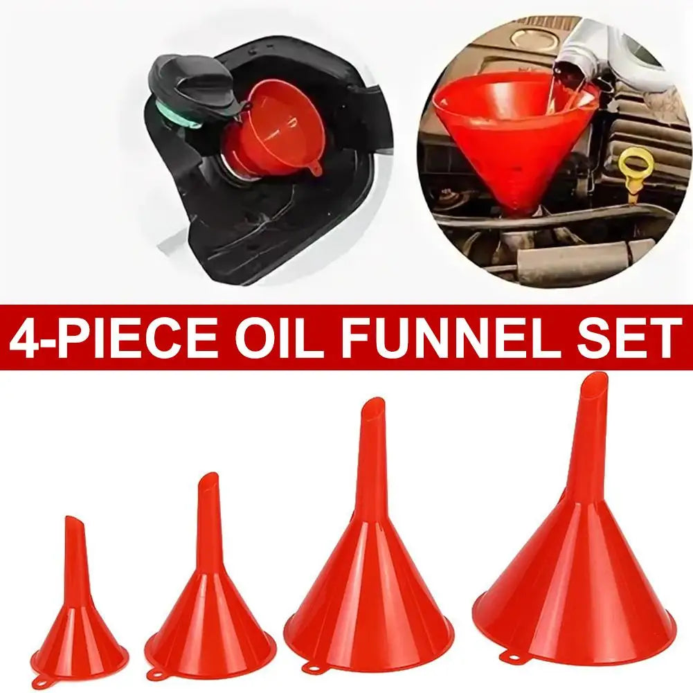 4pcs/set Kitchen Funnel Suitable for Automotive Home Kitchen Function Plastic Funnel 4 Size Funnels
