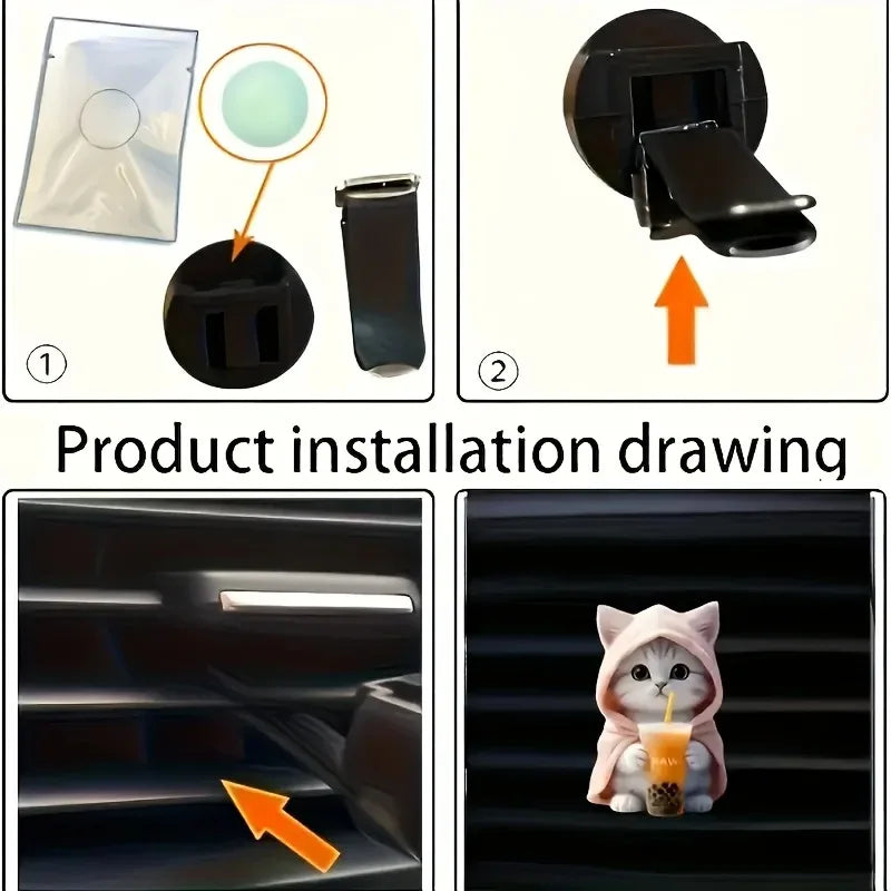 Car Air Outlet Cute Cat Aromatherapy Air Freshener Automotive Elegant Deodorant Fresh Accessories Long-lasting Interior