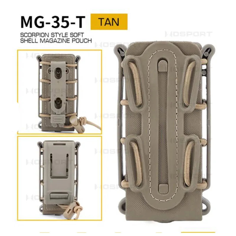 Tactical 9mm Single Magazine Pouch with Molle Clip Quick Release for P226 Glock 17 19 Beretta M9 PX4 Fastmag Holder Hunting Gear