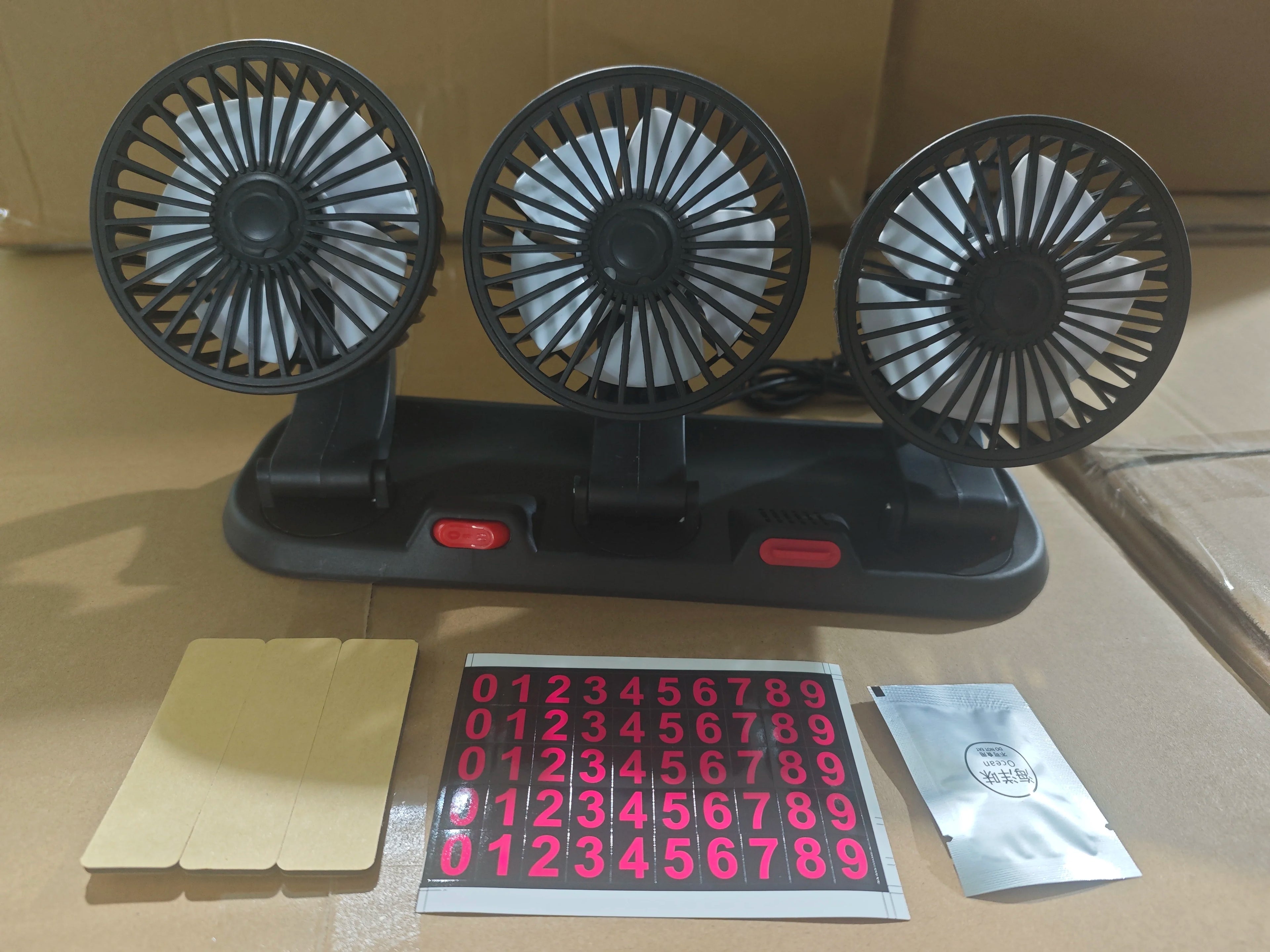 Car Fan 360° Adjustable 3 Head Air Fan Automotive Electric Fan USB/12V/24V Fan 2 Speeds Car Silent Fan For Home Desk Office&Car