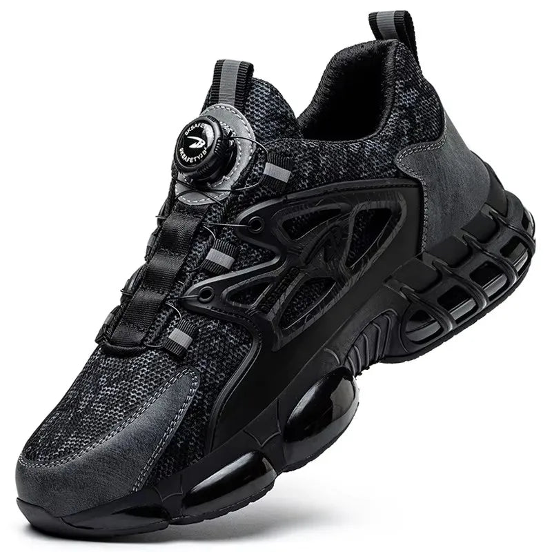 New Rotating Button Work Sneakers Safety Shoes Men Steel Toe Shoes Work Protective Men Boots Indestructible Shoes Puncture-Proof