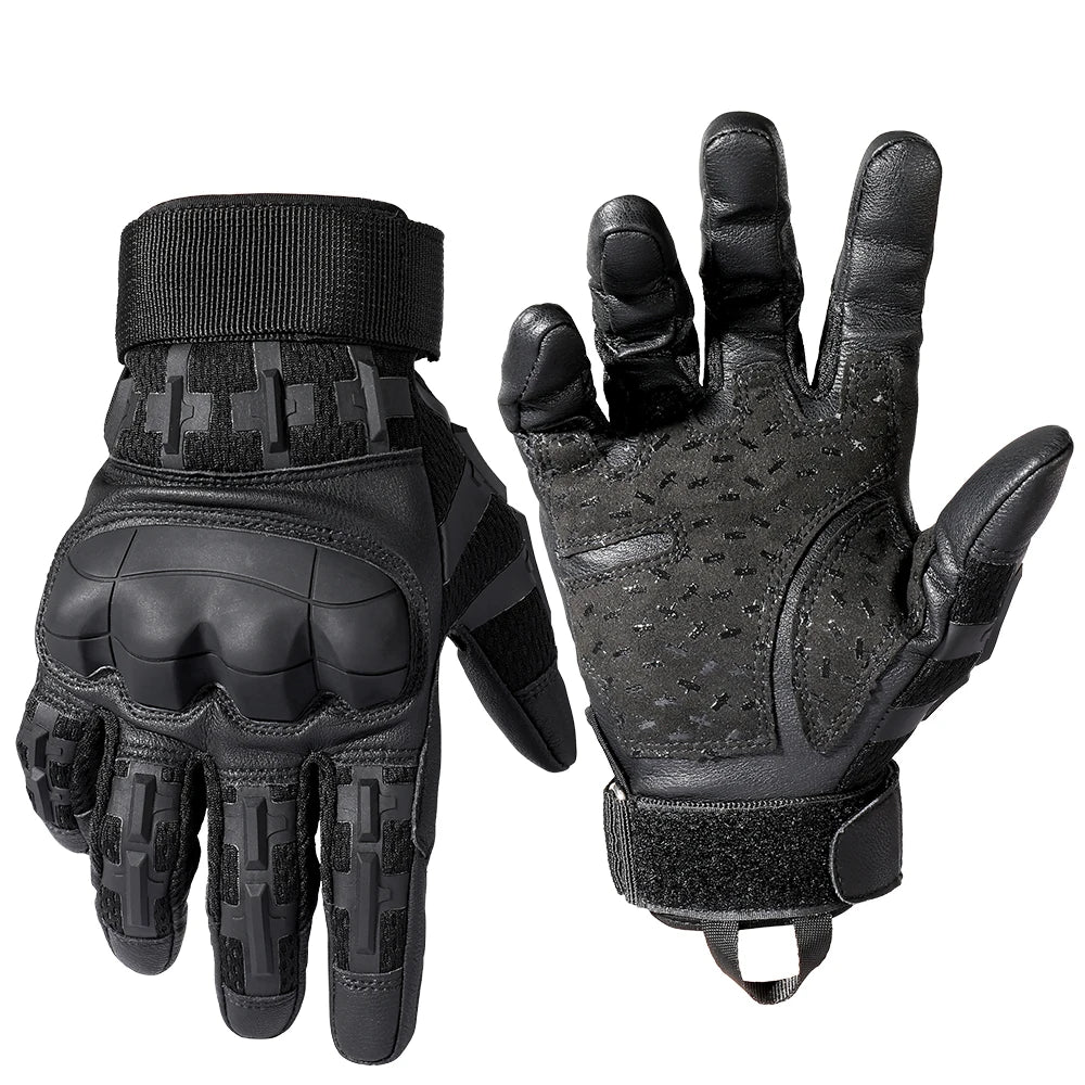 Touch Screen Cycling Gloves PU Leather Outdoor Sports Bicycle Hiking Camping Hunting Combat Motorcycle Non-slip Protective Gear