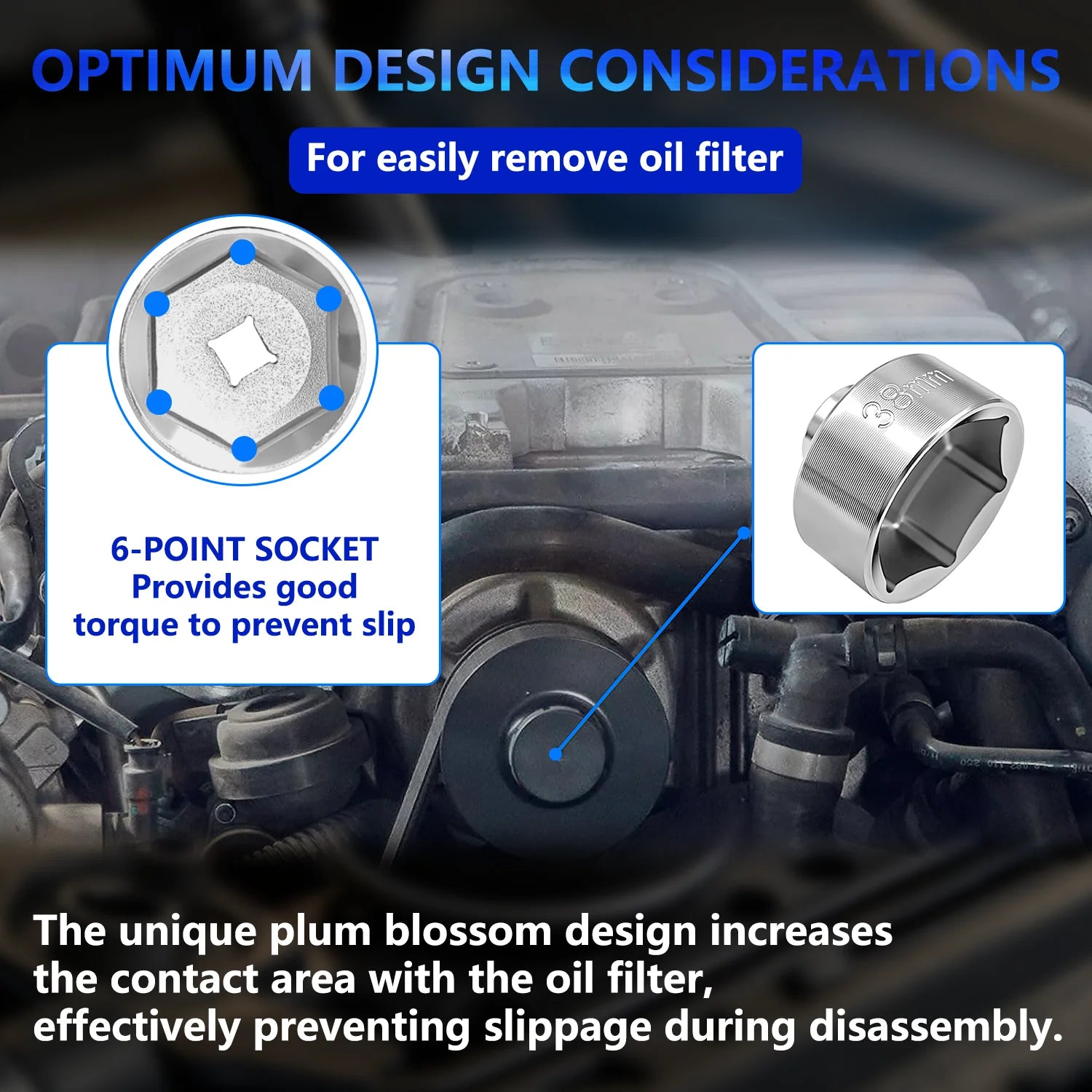 7-piece oil filter socket wrench set, 24mm to 38mm for Mercedes-Benz, BMW, VW, Audi, Boston and more