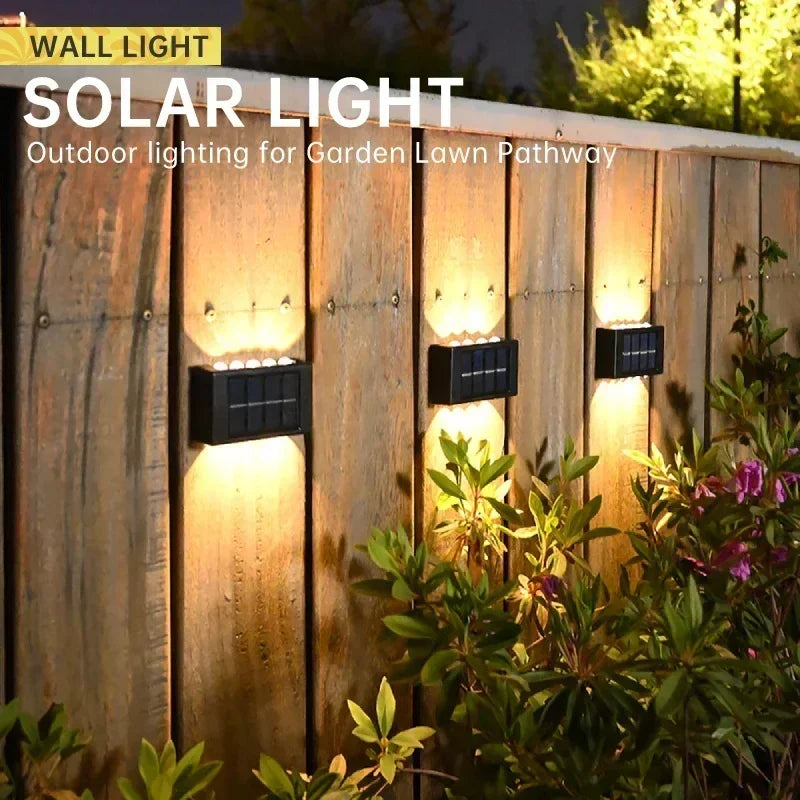 COB Solar Wall Lamp Outdoor Waterproof Solar Lights Up and Down Convex Lens Lighting for Garden Street Landscape Balcony Outdoor