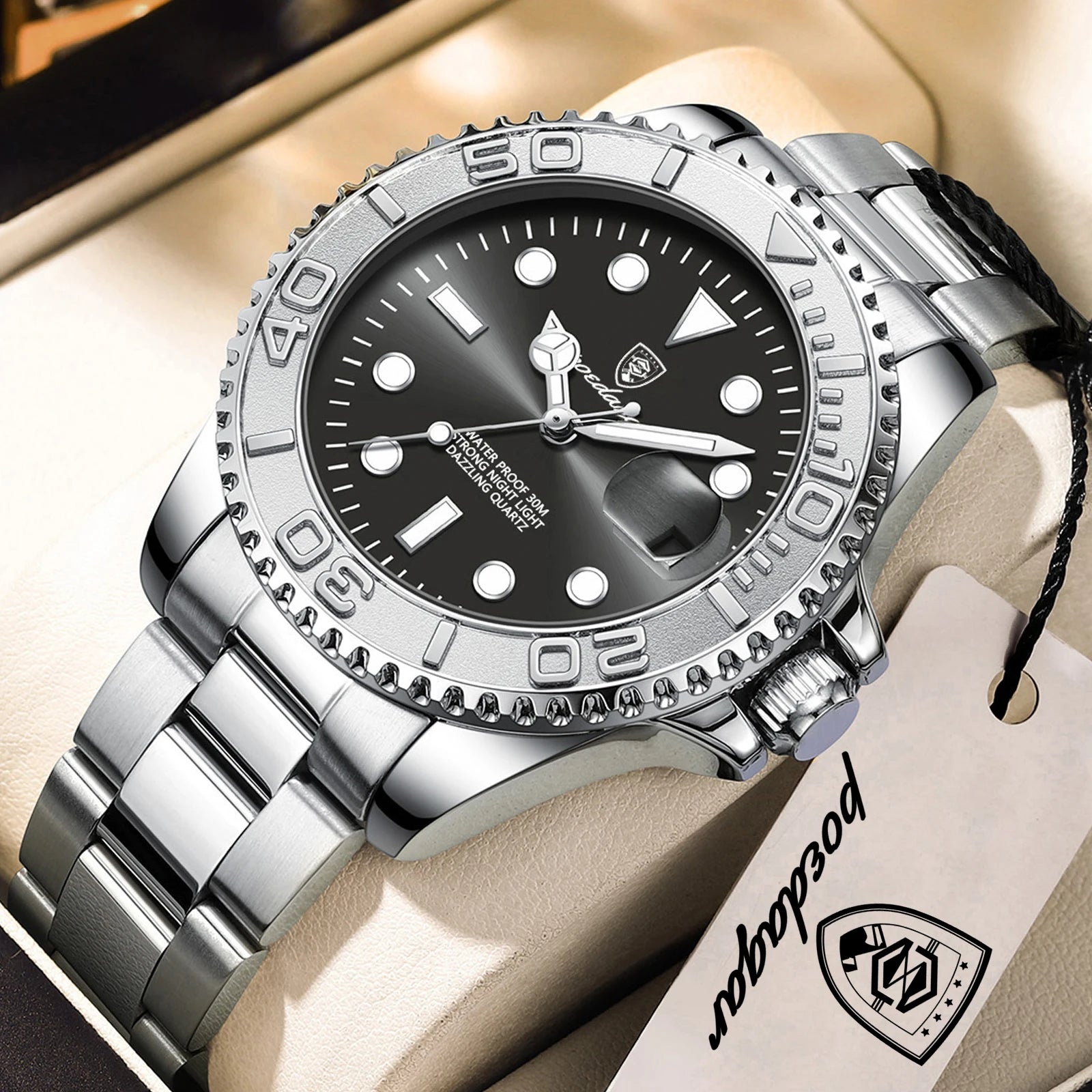 POEDAGAR Top Luxury Male Watch Waterproof Luminous Date Men Watch Stainless Steel Male Clock Sport Fashion Men's Quartz Watches