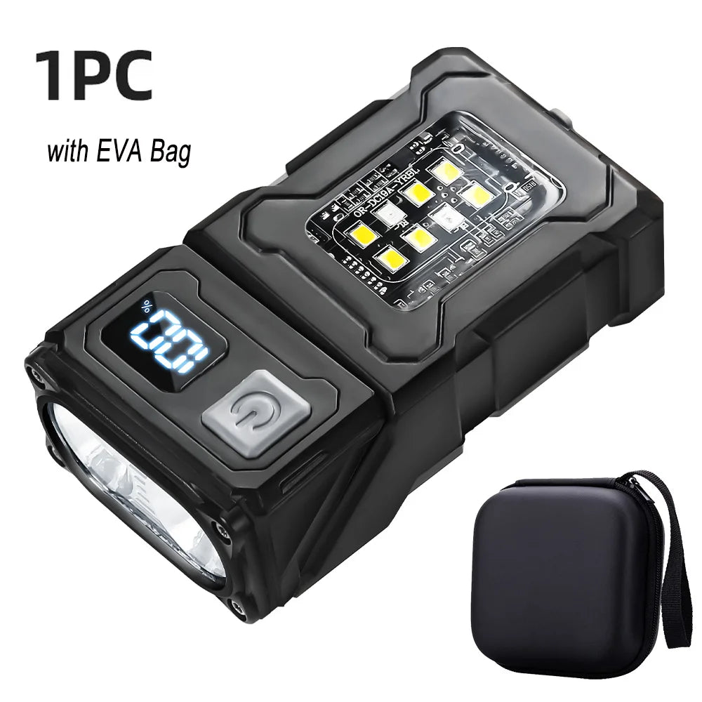 EDC Mini LED Flashlights  Rechargeable Magnetic Torch Clip-On EDC Handheld Work Light for Hiking Camping Dog Walking Emergencies