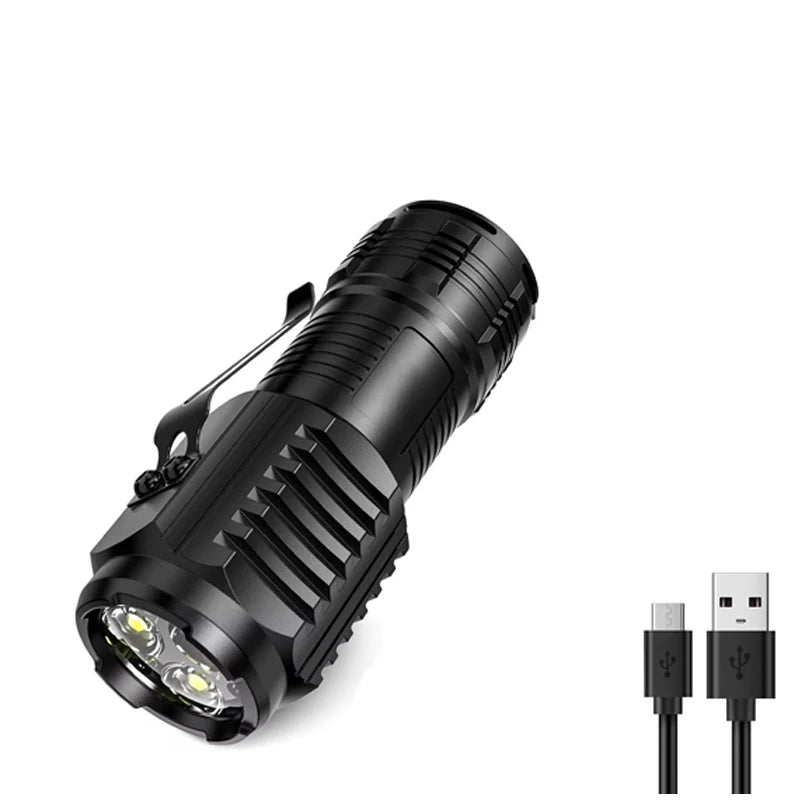 900000LM Powerful LED Flashlight Type-c Rechargeable Zoom Torch with Digital Display Handheld Flashlights for Camping Hiking