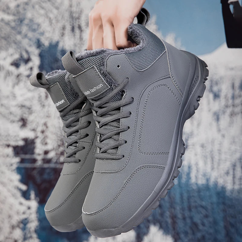 Winter Men's Boots Warm Plush Men's Snow Boots High Quality Winter Non-Slip Sneakers Outdoor Men's Hiking Ankle Boots Work Shoes
