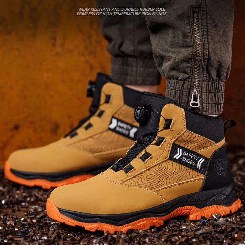 Rotating button Men Winter boots Steel toe shoes Puncture-Proof Safety Boot for engineers Indestructible shoes Work Boots Men