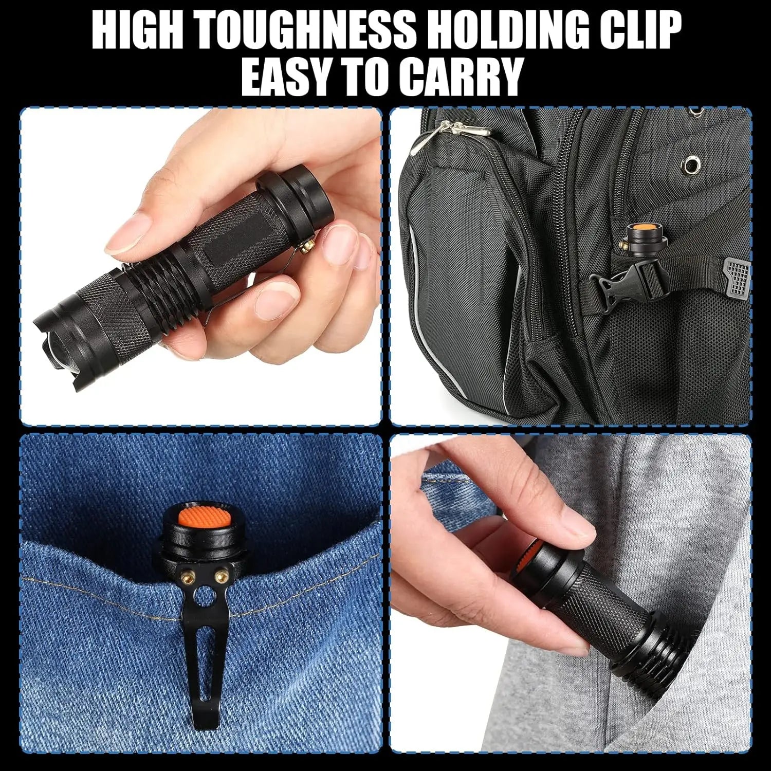 20-Piece LED Flashlight Set, 3 Modes, Water Resistant, Adjustable Focus for Indoor Outdoor Hiking (Black)