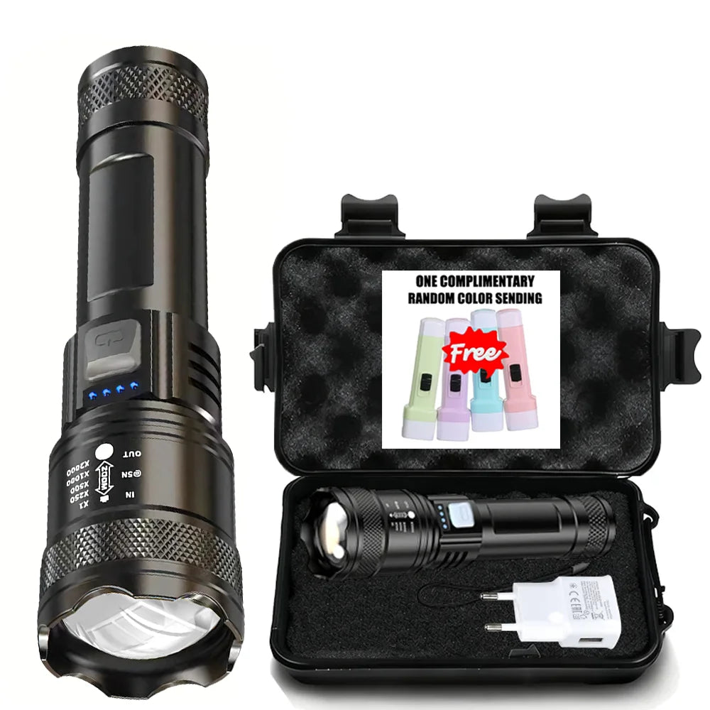 Super Bright LED Flashlight USB Rechargeable Torch Telescopic Zoom Light Outdoor Emergency Camping Fishing Waterproof Lantern