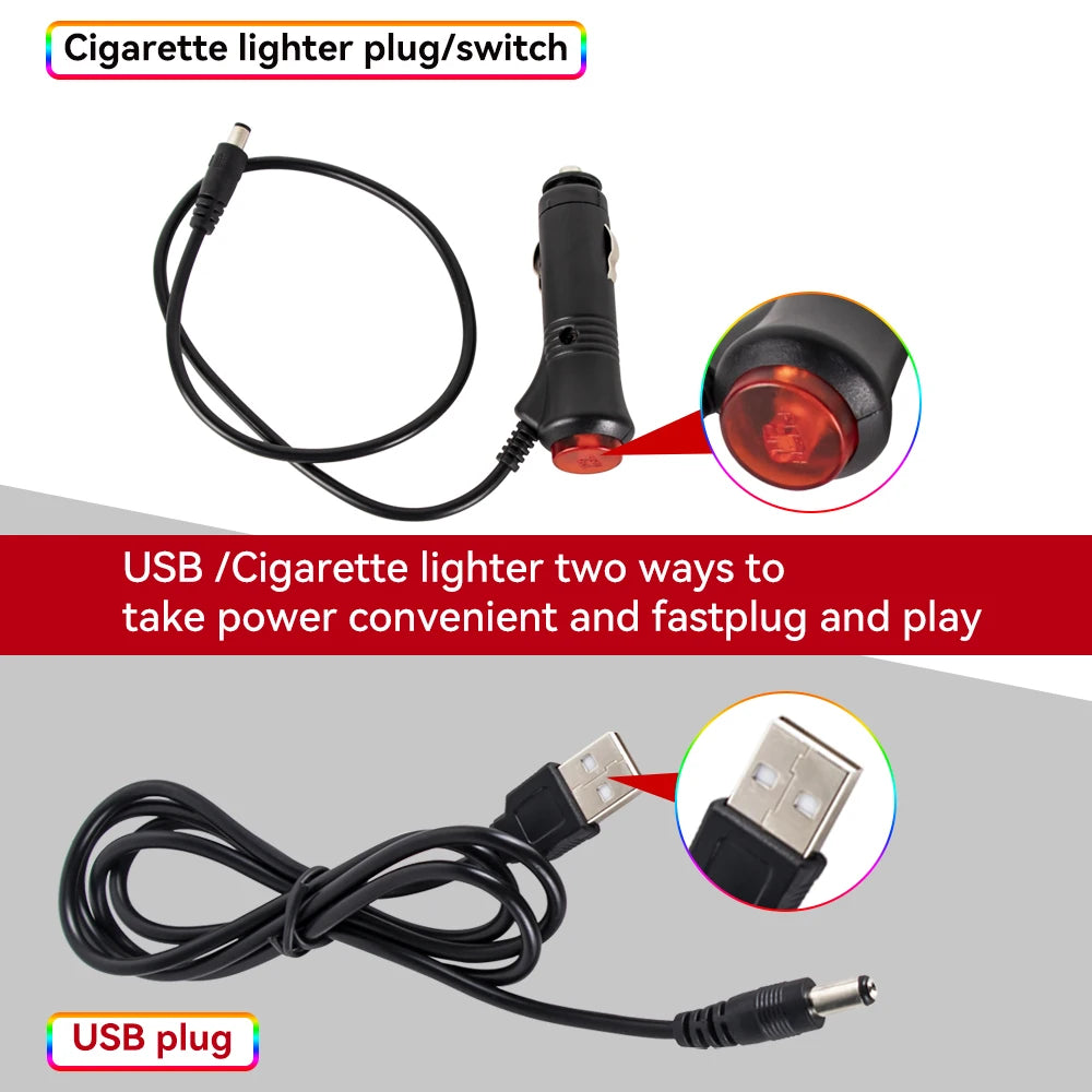 Car RGB Ambient Light LED Auto Foot Strips with USB Cigarette Automotive Interior Lights Strip Decoration Bar Control