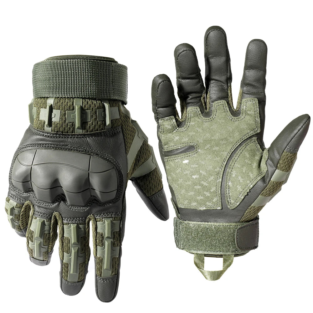 Touch Screen Cycling Gloves PU Leather Outdoor Sports Bicycle Hiking Camping Hunting Combat Motorcycle Non-slip Protective Gear