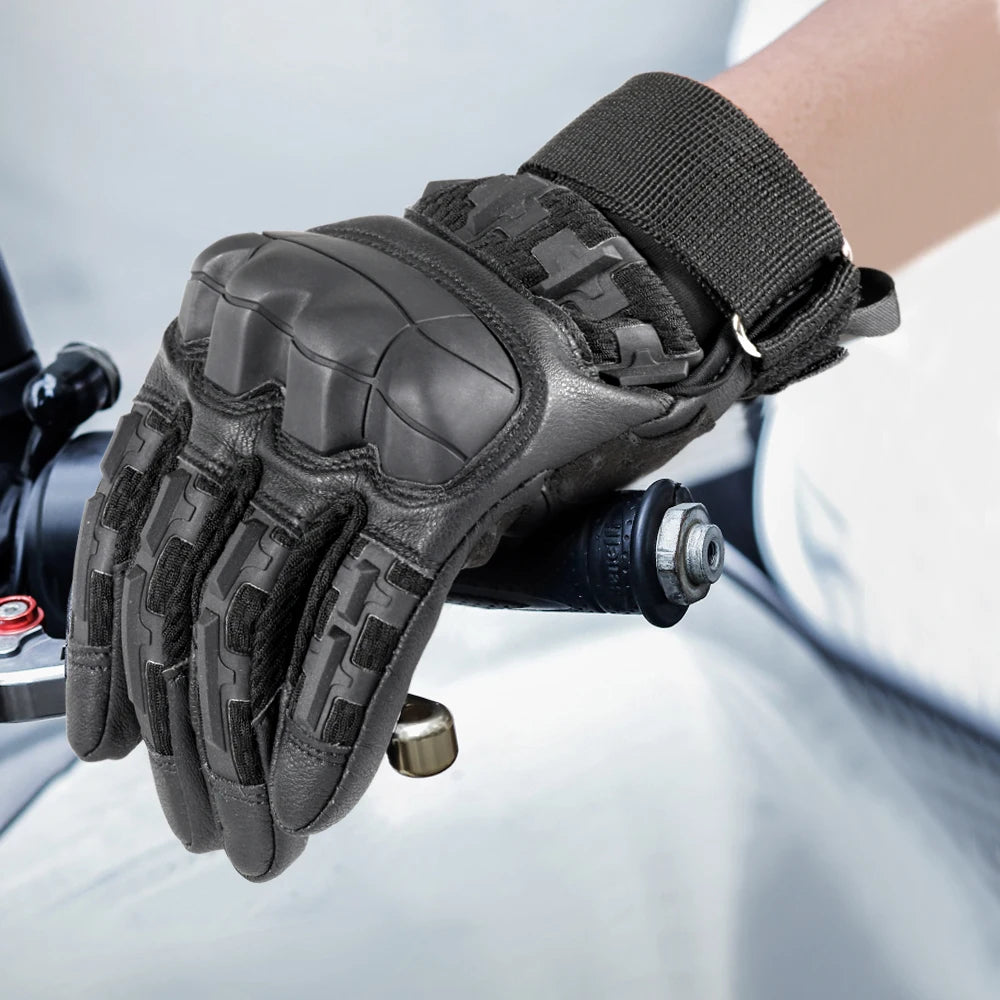 Touch Screen Cycling Gloves PU Leather Outdoor Sports Bicycle Hiking Camping Hunting Combat Motorcycle Non-slip Protective Gear