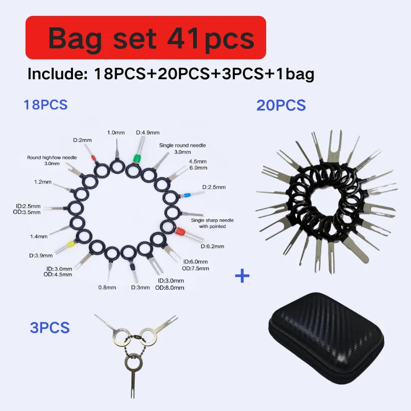 26/41pcs Car Terminal Removal Kit Box Wire Plug Connector Extractor Puller Release Pin Extractor Set For Automotive Repair Tool