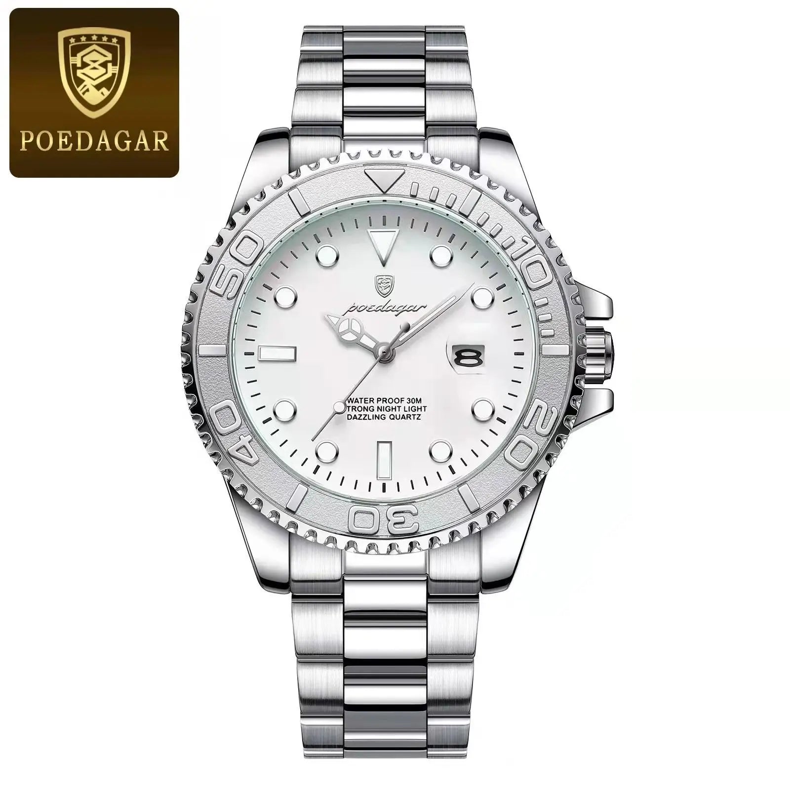 POEDAGAR Top Luxury Male Watch Waterproof Luminous Date Men Watch Stainless Steel Male Clock Sport Fashion Men's Quartz Watches