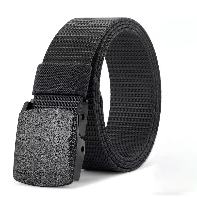Automatic Nylon Tactical Belt - Adjustable Non-Metal Buckle, Lightweight & Comfortable for Outdoor Use