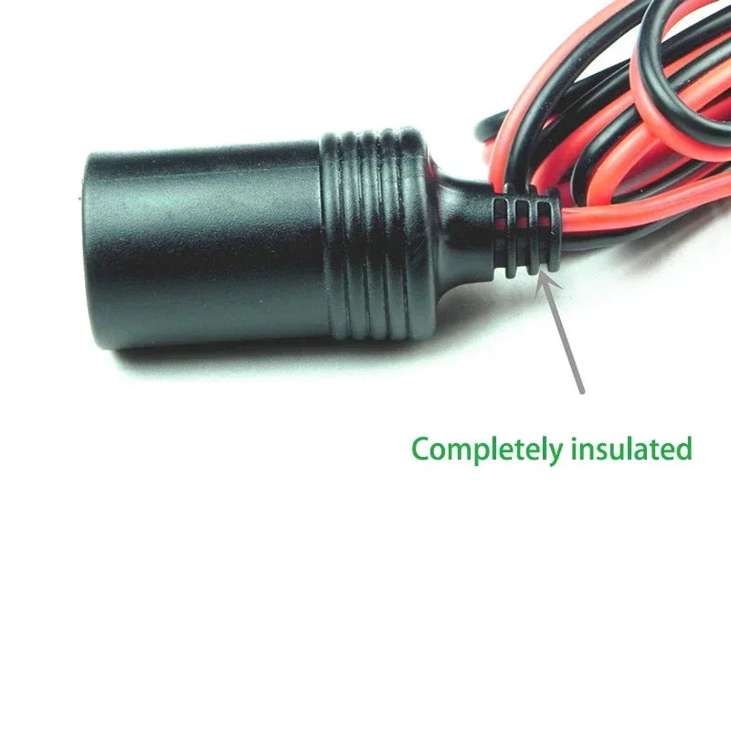 12V High Power Pure Copper Car Battery Clip Adapter for Cigarette Lighter Socket Universal Automotive Use Random Connector Head