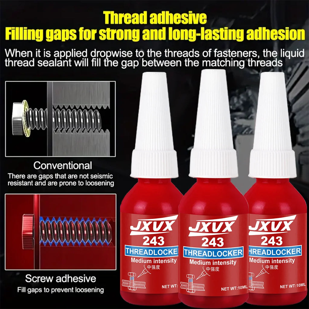 243 10ml, fast drying strong thread locking adhesive, high temperature anaerobic adhesive, suitable for automotive, machinery, steel frame locking, factory direct sales