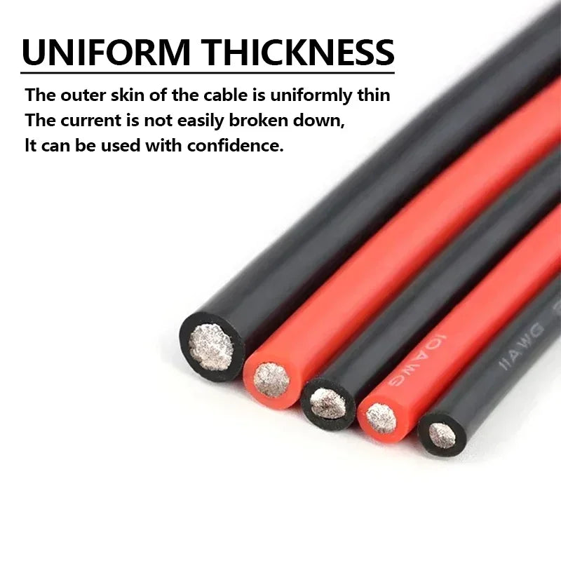 1~50m Heat Resistant Cable Red Black 30/28/26/24/22/20/18/16AWG Silicone Rubber Tinned Copper Wire Car Battery Automotive Wiring