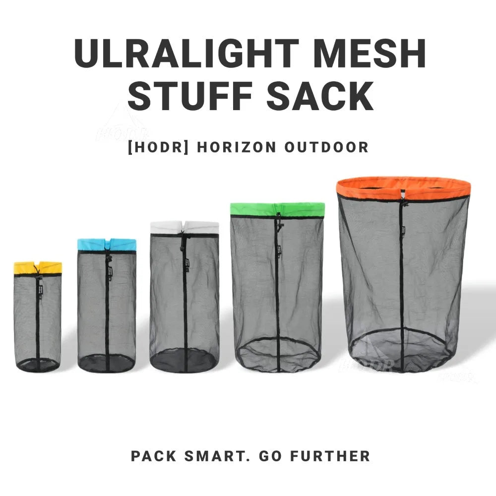 [HODR] Mesh Bags Lightweight Mesh Stuff Sack Drawstring Storage Bags Compression Pouches for Camping, Hiking, Laundry & Grocery
