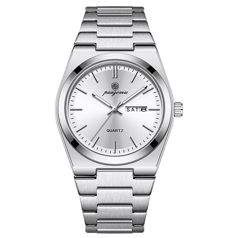 PAAZOMU Luxury Quartz Man Wristwatch Sport Men Watches Waterproof Luminous Date Week Stainless Steel Men's Watch Male Reloj+box