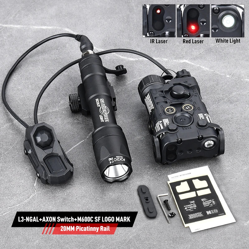 WADSN Tactical NGAL L3 Red Green Blue IR Laser Sight M300 M600 SF Surefir Flashlight AXON Dual Plug Switch Airsoft Hunting Gear