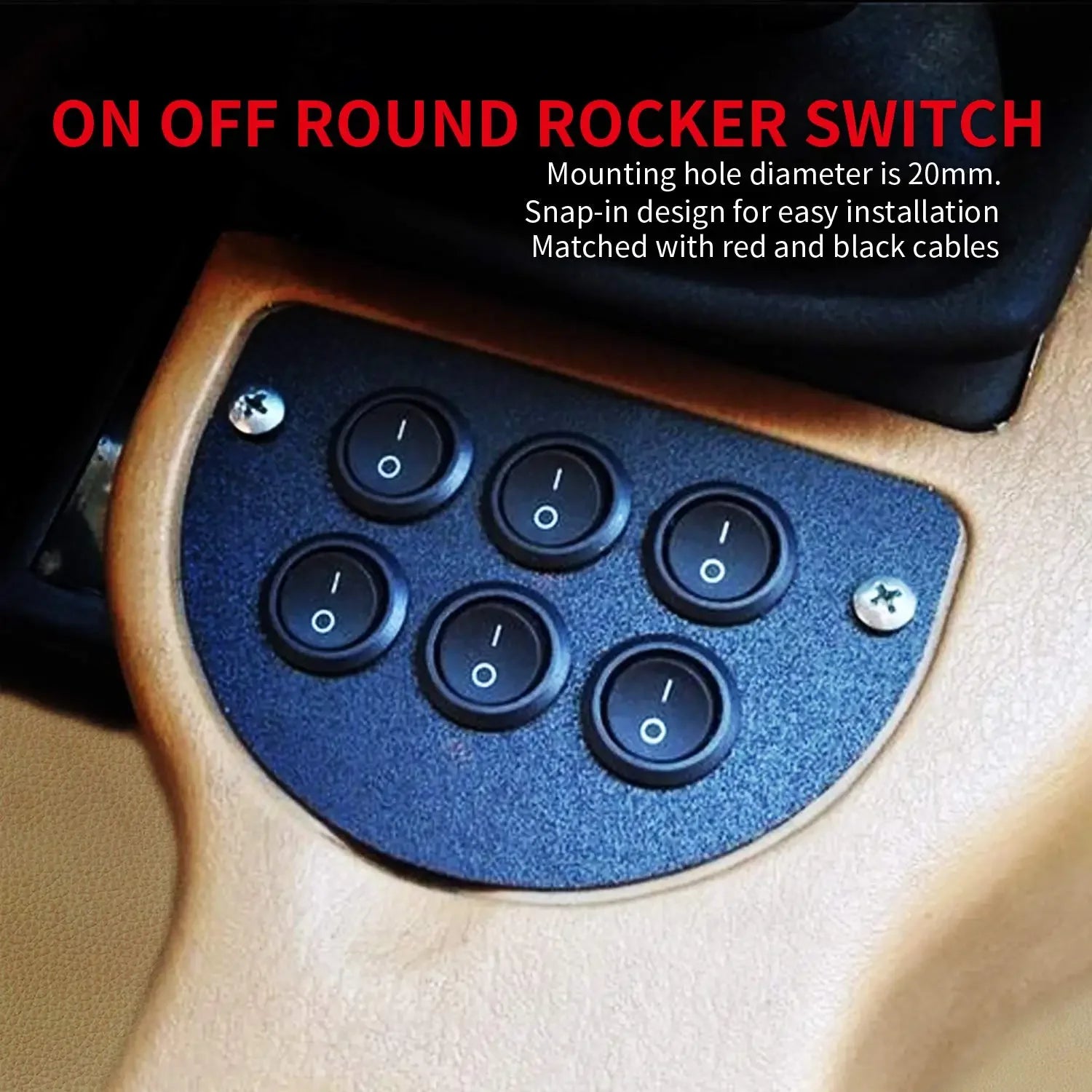 DaierTek 5PCS ON Off Round Rocker Switches SPST 20mm Mini 12 Volt DC Mini Circle Toggle Switch 12V for Car Automotive RV 2 Pin