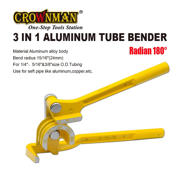 CROWNMAN Plumbing Tools Refrigeration HVAC A/C Air Conditioning Manual Hand Tools 3 in 1 Copper Pipe Bending Tool Tube Bender