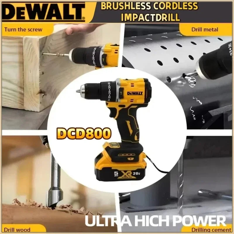 DEWALT 2000RPM DCD800  Cordless Impact Drill  3/8 Inch Brushless Electric Screwdriver Lithium Electric Tool For DEWALT Battery