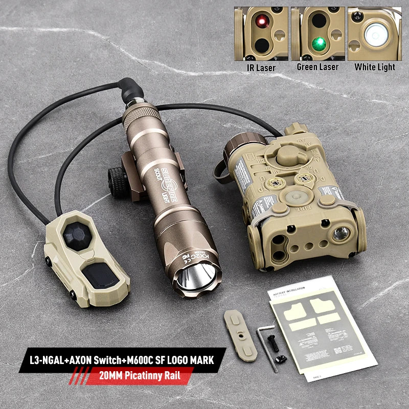 WADSN Tactical NGAL L3 Red Green Blue IR Laser Sight M300 M600 SF Surefir Flashlight AXON Dual Plug Switch Airsoft Hunting Gear