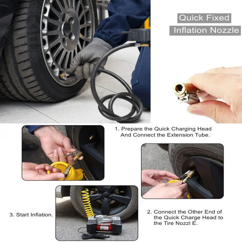 Brass Locking Nozzle Tire Air Chuck Clip Adapter - Automotive Grade for Efficient Inflation