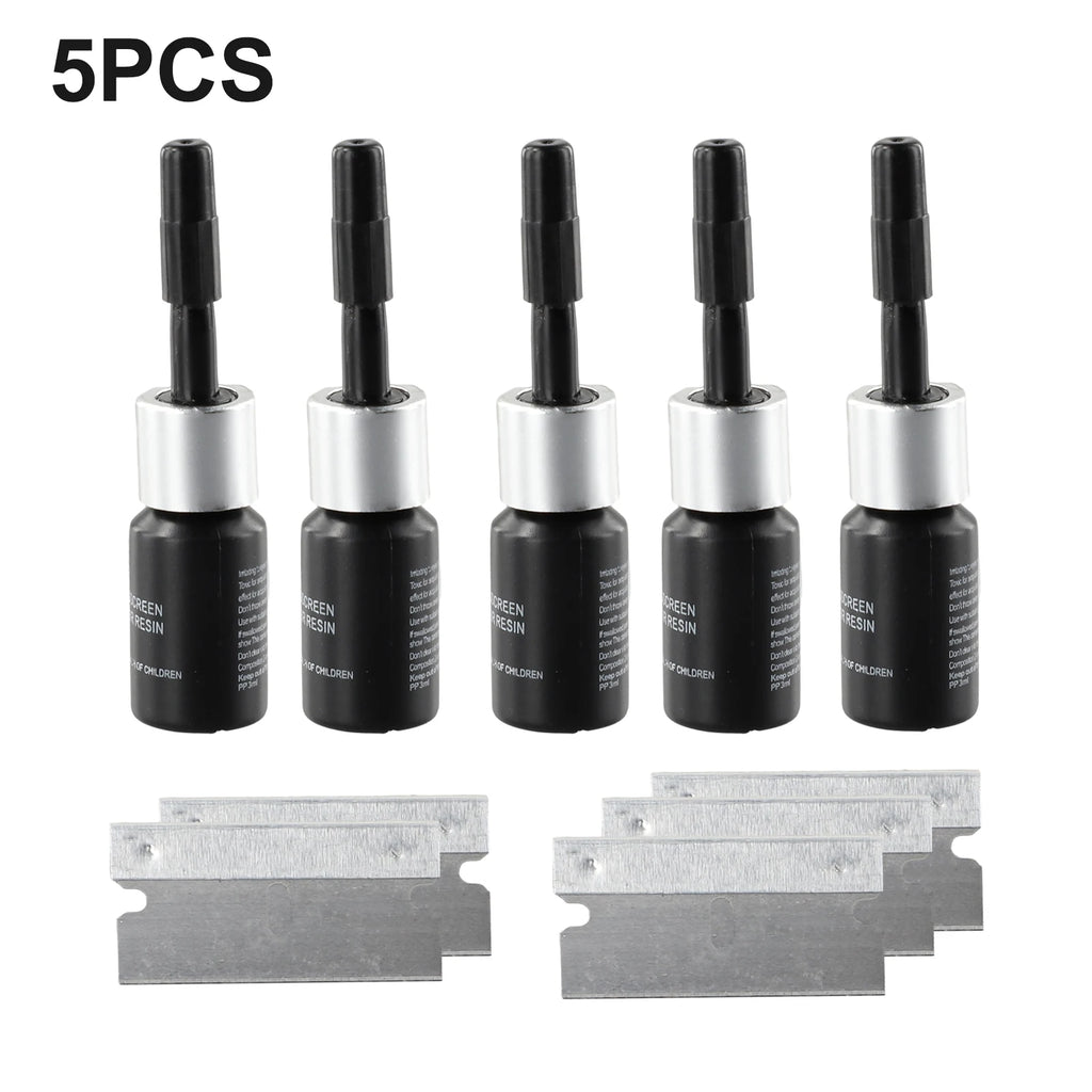 5PCS Automotive Glass Nano Repair Fluid Car Windshield Resin Crack Tool Kit Universal Car Windscreen Glass Scratch Crack Restore
