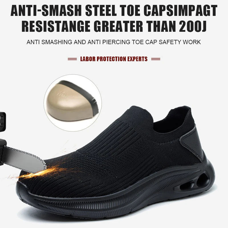 2026 Breathable Mens Work Safety Shoes Lightweight Steel Toe Anti Smashing Anti Slip Indestructible Male Boots Footwear Sneakers