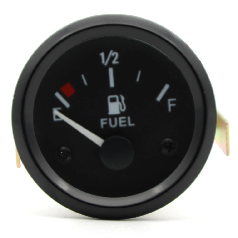 2" 52mm Fuel Level Gauge Car Meter White LED Light Black Rim Automotive Gauges 12V