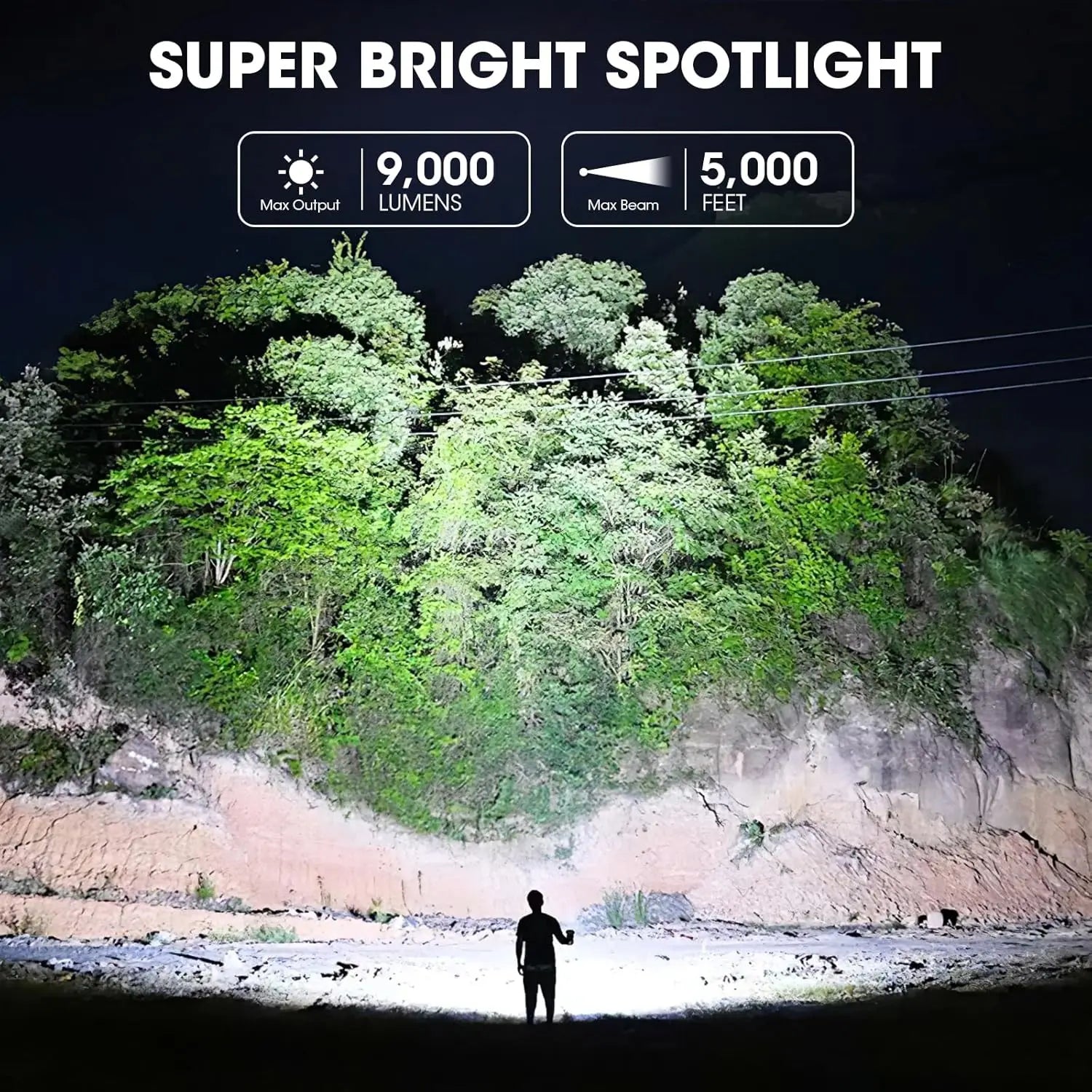 Rechargeable Spotlight, 99K Lumens Super Bright LED Flashlight with Solar Panel for Outdoor Camping Boating