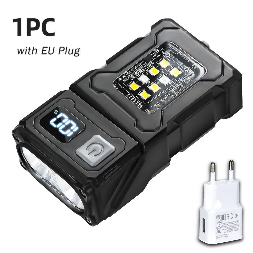 EDC Mini LED Flashlights  Rechargeable Magnetic Torch Clip-On EDC Handheld Work Light for Hiking Camping Dog Walking Emergencies