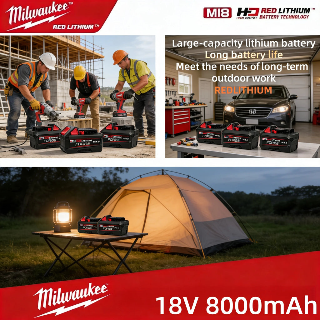 Genuine MilwaukeeM18 8000aAh Premium Battery Impact Hammer Drill Angle Grinder Saw Fully Compatible All Milwaukee Series Charger