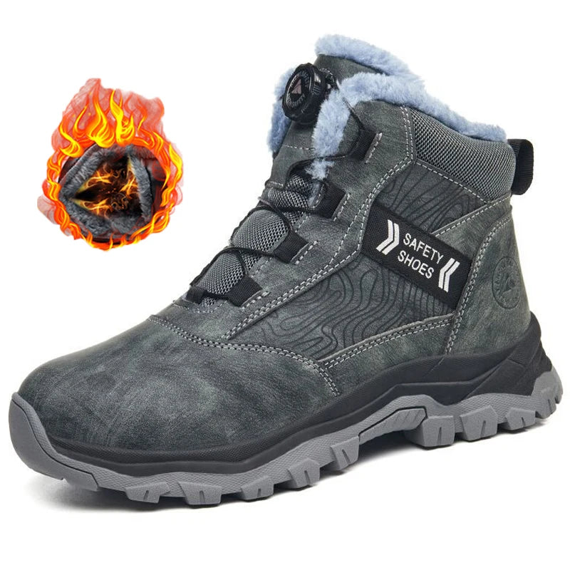Rotating button Men Winter boots Steel toe shoes Puncture-Proof Safety Boot for engineers Indestructible shoes Work Boots Men